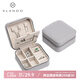 唯蘭朵（VLANDO）首飾盒收納盒女歐式飾品收納防塵小巧便攜旅行耳環(huán)釘戒指盒簡約 【新款】時尚灰-帶鏡子