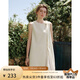 范思藍(lán)恩蝴蝶結(jié)飄帶壓褶連衣裙女夏季2025新款修身顯瘦裙子2622 奶黃色 S