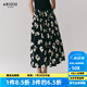 艾諾絲雅詩【商場同款】2025夏季新品100%棉碎花半身裙長裙大裙擺40413595 黑底米花 S