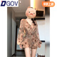 DGOV復(fù)古暈染碎花v領(lǐng)百褶連衣裙女夏季感氣質(zhì)度假短裙子 煙茶粉 S 【80-90斤】