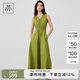 Marc O'Polo/MOP 2024夏季新款棉麻V領(lǐng)無袖露腰時(shí)尚氣質(zhì)連衣裙女收腰 牛油果綠440 XS