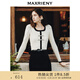 MAXRIENY國風新中式撞色毛邊套頭針織衫早秋復古修身上衣女 黑 S 01