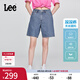 Lee涼涼褲25新品經(jīng)典五袋款設計輕薄天絲女百慕大牛仔短褲顯瘦潮 中藍色 26