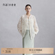 納薇（naivee）春夏薄霧風百搭長袖襯衫微透罩衫外套上衣女米色打底衫小衫薄外套 米色 M