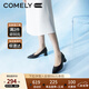 COMELY康莉粗高跟單鞋女春季新款舒適軟底尖頭職業(yè)風(fēng)工作鞋子 黑色*皮面 39