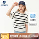 納維凱爾（Navigare）女童短袖針織衫夏季兒童短袖T恤冰爽透氣立體橫條黑白條160