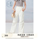 紫涵（ZIHAN）紫涵微喇直筒工裝褲女夏季工裝風(fēng)通勤百搭高腰休閑褲長褲 白色 M