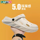 卡帝樂鱷魚（CARTELO）洞洞鞋男夏季外穿兩用涼拖鞋男包頭拖鞋軟底沙灘涼鞋 米白 42-43