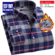 羅蒙（ROMON）純棉磨毛格子保暖襯衫男士加絨加厚長(cháng)袖襯衣中年爸爸時(shí)尚保暖冬裝 3WB2062-10 41 碼(加絨加厚)