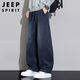 JEEP SPIRIT吉普休閑褲男士褲子男闊腿直筒春秋季高端寬松潮流美式彎刀褲