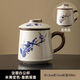 豐眾新款汝窯茶水分離杯陶瓷變色辦公杯大容量馬克杯泡茶杯帶蓋帶過(guò)濾 汝窯喜鵲報喜變色辦公杯 陶瓷