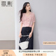 香影v領(lǐng)粉色減齡針織開衫女短袖2025夏裝新款t恤甜美風(fēng)條紋上衣 粉紅 M 160/84A/95-110斤