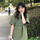 森馬（Semir）牛油果綠純棉短袖t恤女夏季寬松港味復(fù)古chic半袖顯瘦上衣情侶裝 抹茶綠 M 70-105斤