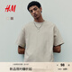 H&M男裝女裝T恤2025夏季新款柔軟重磅基礎寬松版短袖上衣1232194 米色 L 175/108