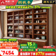 溫暖一家實木書柜胡桃木書房落地式展示柜現(xiàn)代風木質(zhì)多功能置物書架儲物柜 3m整墻卡座組合柜-帶2個玻璃門
