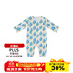 Milkbarn寶寶連體服夏季空調(diào)房睡衣6-24月嬰兒長袖哈衣爬服 冰藍(lán)雪絨花 80cm (12-18m)