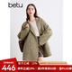 百圖betu女裝秋季新款毛呢外套時(shí)尚百搭羊毛大衣外套女2409T13 綠色 S