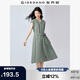 佐丹奴亞麻裙子女夏季棉麻V領(lǐng)綁帶收腰連袖連衣裙女05465329