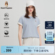 Hush Puppies【絲滑柔軟】暇步士女裝2025夏季多色簡(jiǎn)約基礎款質(zhì)感短袖圓領(lǐng)衫 海藍色 L