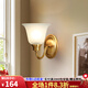 三洛美式全銅壁燈客廳電視墻燈臥室床頭燈簡(jiǎn)約現(xiàn)代走廊過道裝飾燈1170 單頭全銅+含LED三色燈泡