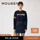 moussy 女裝新品校園風(fēng)做舊LOGO印花長(zhǎng)袖T恤女010GAQ90-5340 140海軍藍(lán) 均碼 00020/F