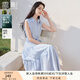 香影藍(lán)白條紋襯衫連衣裙女2025夏裝新款中長款系帶收腰無袖襯衣裙 藍(lán)色 S 155/80A/85-95斤
