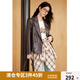 獨(dú)束大碼女裝時(shí)尚寬肩廓形西裝短款皮衣外套秋季新款雙排扣外套 板栗棕 2XL (尺碼：4)