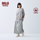 無印良品（MUJI） IDEE 女式平紋燈籠褲褲子女款夏季款女裝純棉 25年長褲 GA54CC5S 煙熏綠色 M （155/68A）