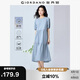 佐丹奴棉麻連衣裙女夏季亞麻文藝風(fēng)圓領(lǐng)泡泡袖蛋糕裙05465323