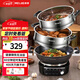 美菱 （MeiLing）電炒鍋全新升級大開關(guān)旋鈕定時(shí)多功能電蒸鍋家用大容量鑄鐵電炒蒸煮一體炒菜電火鍋 【升級定時(shí)款】38cm雙籠（適9-11人）18L