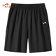 貴人鳥(niǎo)夏季短褲子男純色五分褲系帶透氣親膚學(xué)院風(fēng)男女同款 黑色  XL 