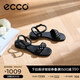 愛(ài)步（ECCO）涼鞋女 夏季方頭一字帶通勤休閑百搭粗跟涼鞋 雕塑233803 黑色23380301001 40