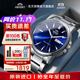 東方雙獅手表男士全自動(dòng)機械表原裝進(jìn)口雙日歷夜光商務(wù)男表送父親禮物 藍盤(pán)夜光雙日歷大表盤(pán)機械男表