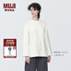 無印良品（MUJI）女式 粗棉線圓領(lǐng)長袖T恤 上衣打底衫女款內(nèi)搭 純棉秋季休閑女裝 白色 4S XL  (165/92A)
