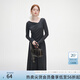 范思藍恩秋季設(shè)計感針織T恤半身裙時尚套裝女秋裝新款慵懶高腰半身裙女 深灰色（上衣） M