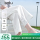 百圖betu女裝2025夏季新款牛仔闊腿褲高腰顯瘦純棉九分褲褲子2505X14 白色 M