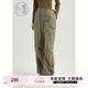 紫涵（ZIHAN）紫涵美式復古工裝褲女2025年春季新款戶(hù)外街頭寬松腰繩闊腿休閑褲 藻綠色 S
