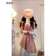 格邏恩（GELUOEN）日系甜美紅格子連衣裙夏天女2025年新款蕾絲拼接碎花裙假兩件裙子 圖片色 均碼 【可備注碼數(shù)】