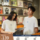 Lee25春夏新品舒適版漸變印花Logo摩登中性男女同款短袖T恤休閑潮 白色（尺碼偏大，拍小一碼） L
