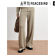 太平鳥(niǎo)女裝休閑褲闊腿直筒毛線(xiàn)針織寬松時(shí)髦撞色 卡其 L
