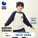 迷你巴拉【學(xué)院風(fēng)】秋新品男女童保暖上衣圓領(lǐng)套頭毛衣 藍(lán)紫70216 160