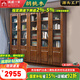 溫暖一家金絲胡桃木實(shí)木書柜新中式書房自由組合書櫥帶玻璃門辦公室收納柜 2米五門書柜【金絲胡桃木】