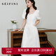 詩(shī)凡黎（'SEIFINI）詩(shī)凡黎短袖連衣裙2025春新款泡泡袖收腰顯瘦赫本風(fēng)浪漫氣質(zhì)公主裙 本白色 S