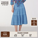 Teenie Weenie小熊女裝牛仔半身裙2025夏季新款復(fù)古時(shí)髦丹寧蛋糕裙 淺藍(lán)色 S