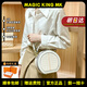 MAGIC KING MK品牌輕奢牛皮包包女包高級感千鳥格小圓硬餅包手提單肩斜挎包 奶白色頭層牛皮+專柜禮盒