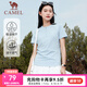 駱駝運動短袖T恤男女春夏速干冰絲透氣戶外休閑棒球服短袖女 C23BABH393A5，冰爽藍 ，女 XL