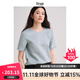 旅途原品【精英衣櫥】ltyp進(jìn)口100%亞麻極簡(jiǎn)文藝小衫 休閑百搭短袖T恤女冬 湖藍色 M （建議拍大一碼）