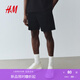 H&M男裝衛(wèi)褲秋季薄款寬松直筒運動跑步褲松緊腰休閑短褲1224295 黑色 M 175/88