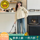 G.DUCKKIDS童裝女童套裝春秋兒童運動裝中大童秋裝Polo衫衛(wèi)衣牛仔褲女孩衣服 杏色套裝【愛心款】 120 建議110-120cm6-7歲cm