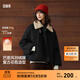 森馬（Semir）羽絨服女插肩袖可脫卸毛領(lǐng)2025新款冬季oversize花苞外套復古 黑色調（灰鴨絨）00399（特寬松介意可拍小一碼） M